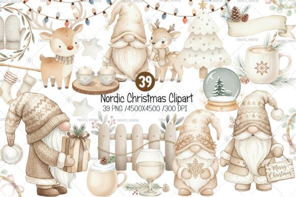 Beige Christmas Clipart: A Soft, Stylish Choice for Nordic-Inspired Holiday Design