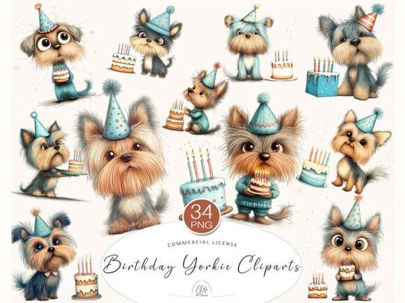 Birthday Yorkie Cliparts PNG: Celebrate with Cuteness and Creativity
