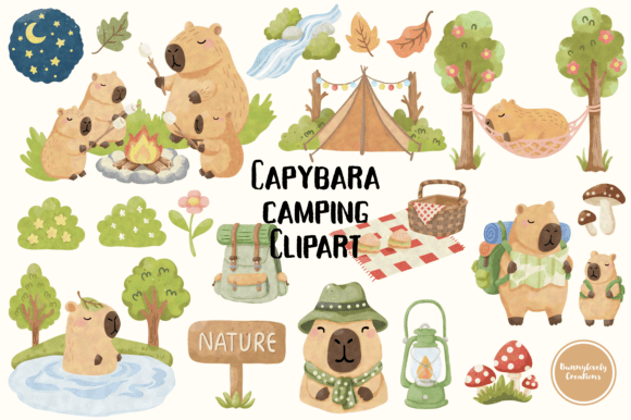 Capybara Camping Clipart Patterns: Cuteness Meets Creativity
