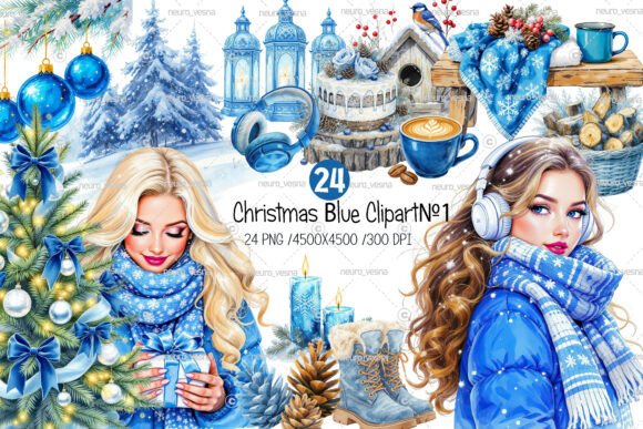Christmas Blue Clipart PNG: A Stylish Addition to Holiday Design Projects