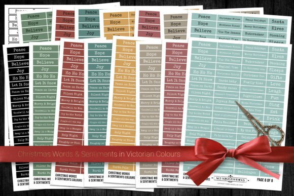 Christmas Words Sentiments Labels