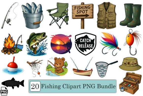 Cute Fishing Clipart PNG Bundle: A Strategic Design Resource for Creatives and Entrepreneurs