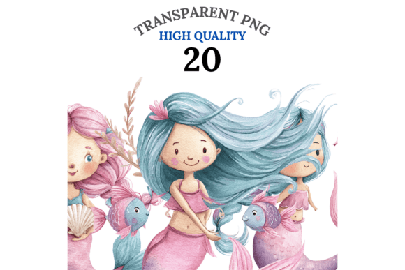 Cute Mermaids Clipart for Creative Design Projects