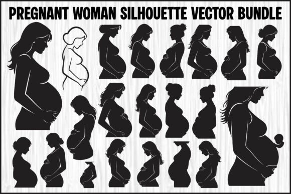 Elevating Creative Projects with the Pregnant Woman Silhouette Vector Bundle