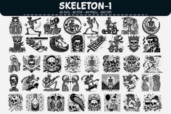 Exploring Skeleton Vector Clipart – 40 Designs for Creative and Commercial Use