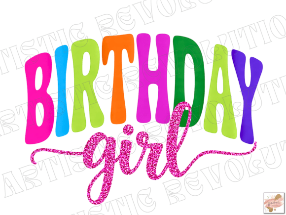 Glitter Birthday Girl PNG: Neon Birthday Designs for Creative Projects
