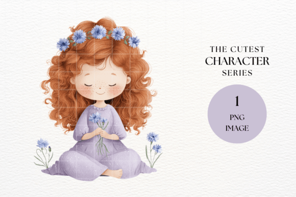 Lavender Flower Girl Clipart PNG: A Touch of Whimsy for Creative Projects