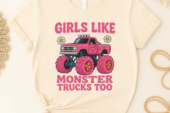 Monster Truck Girl Lover Clipart PNG Art