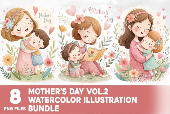 Mother’s Day Watercolor Bundle Vol.2 – Creative Flexibility for Commercial and Personal Projects