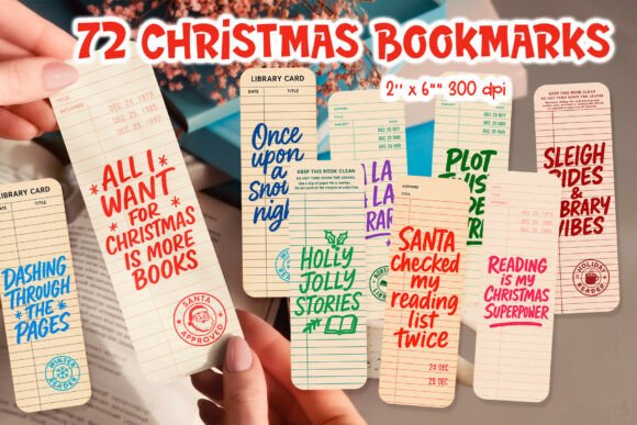 Retro Christmas Library Card Bookmark: A Nostalgic Touch for Book Lovers