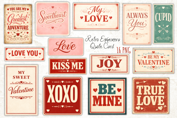 Retro Ephemera Quote Card Clipart PNG