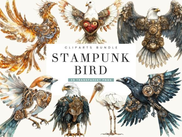 Unleashing Creativity with the Steampunk Birds Clipart Bundle