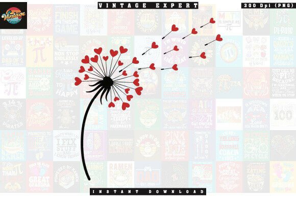 Valentine Magical Heart Dandelion PNG