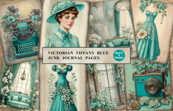 Victorian Tiffany Blue Junk Journal Page: A Nostalgic Creative Resource